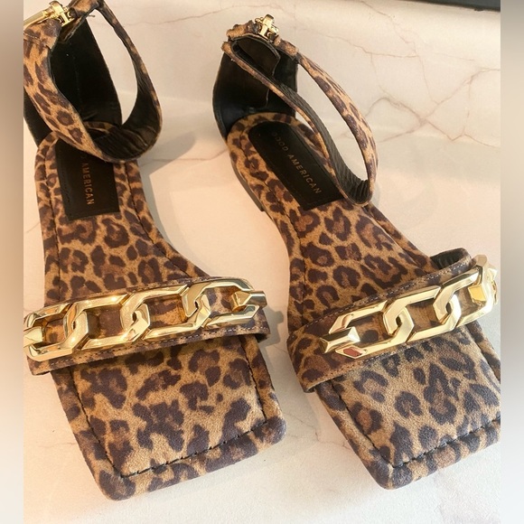 Good American Ankle Strap Sandals Leopard size 7.5​​ - Picture 2 of 6